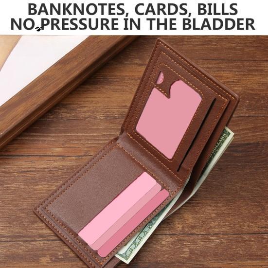 Men Wallet Faux Leather Solid Color Vintage Large Capacity Multi Pockets Portable Foldable Coin Changes Storage Purse Card Adult Sex Wear CLE