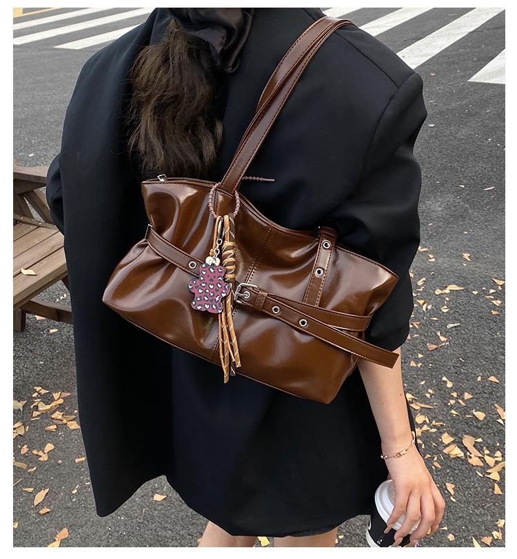 Geantă tote din piele de înaltă calitate în stil coreean: Geantă de umăr sub braț pentru femei de capacitate mare