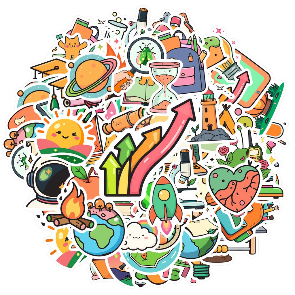 Cartoon Exploration Stickers Educational Education DIY Stickers Stickers For Guitar DIY Bicycle Skateboard Laptop