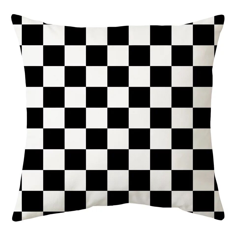 Nordic Black and White Simple Style Geometric Abstract Pillow Case Peach Leather Fleece Home Sofa Pillow Quilt Cushion