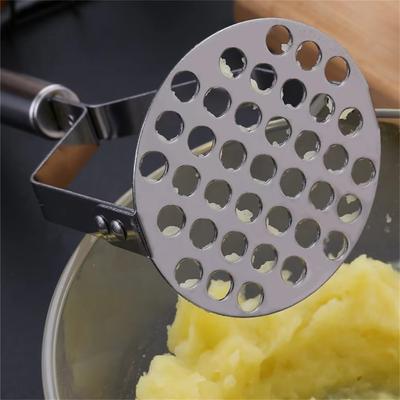 Kitchen Gadget Stainless Steel Potatoes Masher Rust-proof Household Potato Presser Handheld Hangable Fruit Puree Maker Cooking
