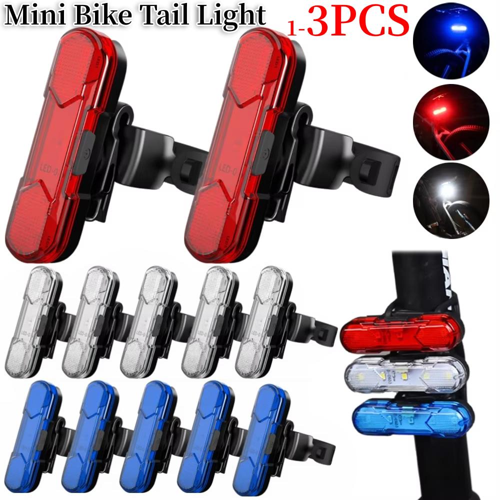 1-3PCS Bike Rear Tail Light USB Rechargeable Red/Blue/White LED Bicycle Seatpost Taillight For Night Riding Safety Warning Light