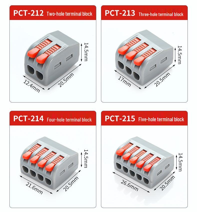 PCT Quick 2-in 2-out Waterproof Wiring Terminal 2-Position Plug-in Wire Connector