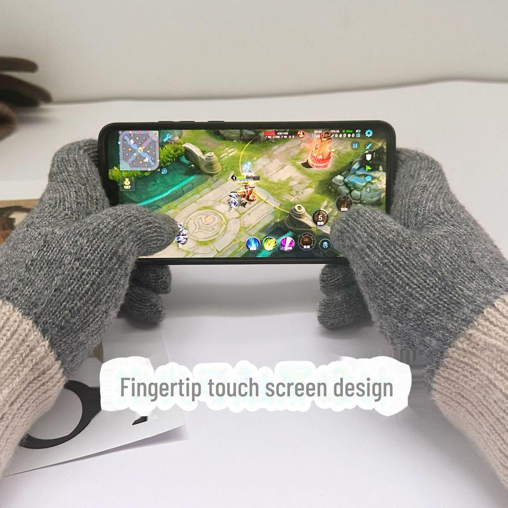 Thickened Alpaca Wool Full-Finger Gloves for Students - Cute and Warm for Cycling in Autumn and Winter