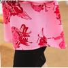 MODIQUE Frühling Sommer Übergröße Damen Casual Loose Elegant Süß Baumwolle Blumendruck Bluse Shirts Lady Fashion Übergröße Langarm Mäntel