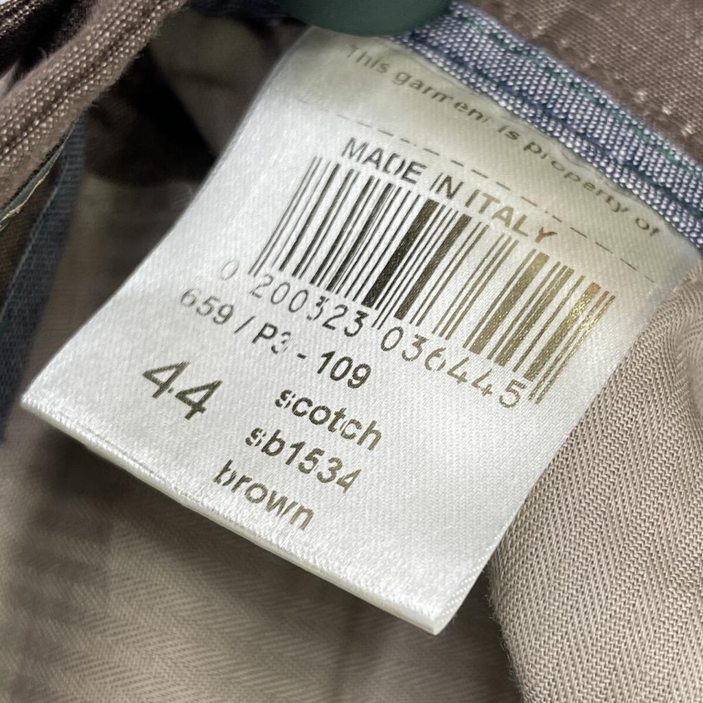 BERWICH Brown Scotch Cotton Linen Solid 2-Pleated Cropped Pants Bottoms 44 BrownUsed