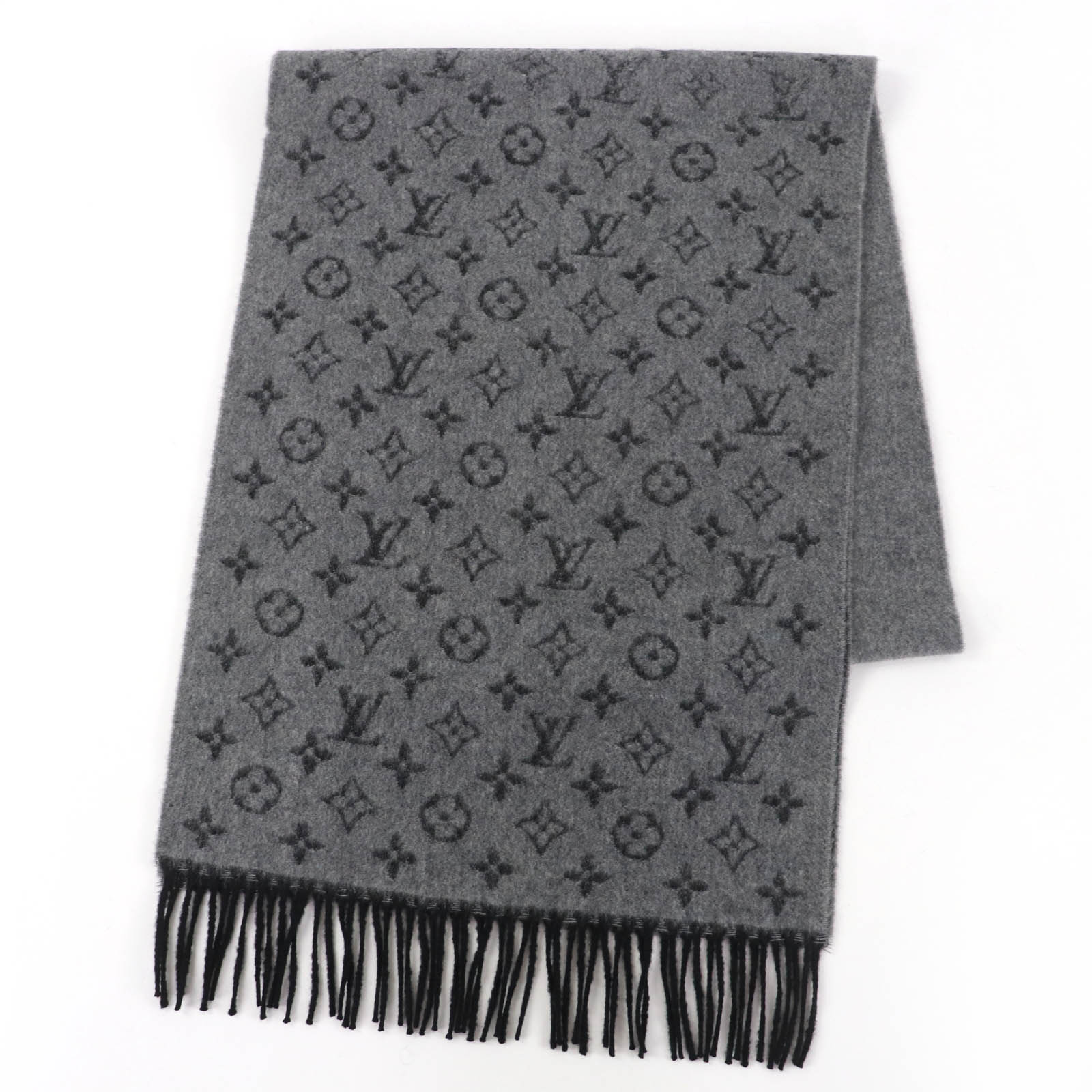 

Excellent LOUIS VUITTON Scarf Monogram gradient scarf gray cashmere mens M75900 Used