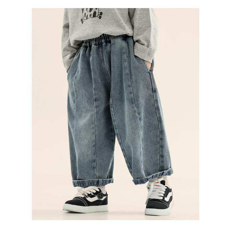 Boys Korean Style Patchwork Casual Denim Long Pants For Kids Spring Autumn