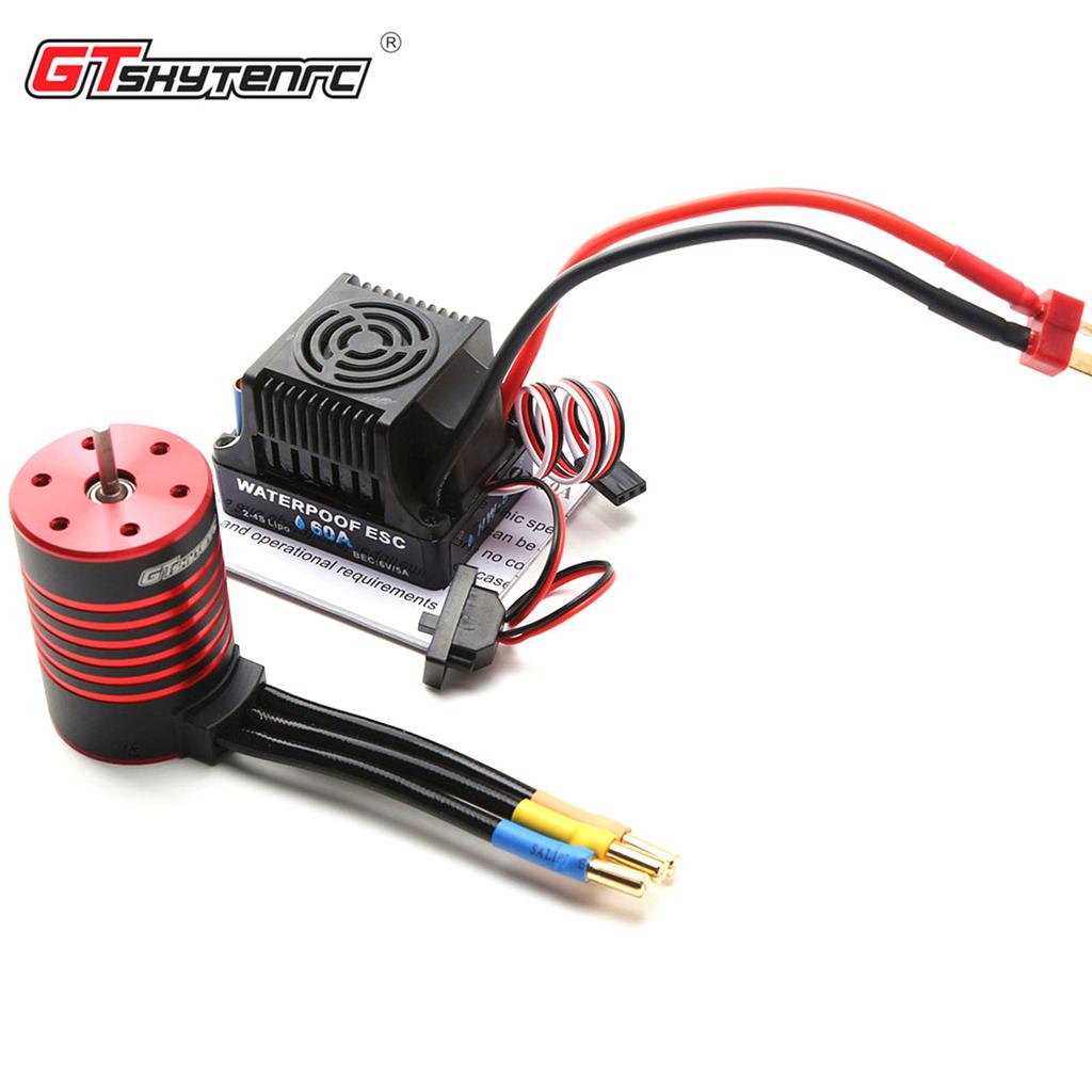 Motor Brushless GTSKYTENRC 3650 3600KV Motor à Prova d'Água ESC 60A Conector T para Carro RC 1 10 Caminhão