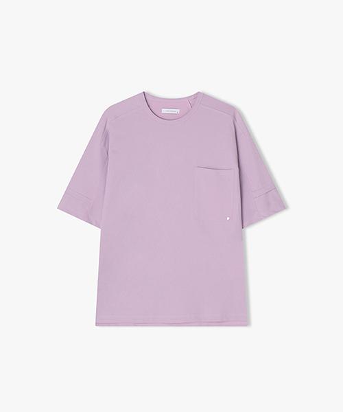 River Classy [25Ss] Llm41589 Violet Oversized Short Sleeve T-Shirt With Pocket Line Cutout Detail 105