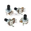 Type 121 Single Gang Rotary Volume Potentiometer with D-Type Knurled Half-Shaft, B10K/B50K/B100K, Vertical 3-Pin Through-Hole.