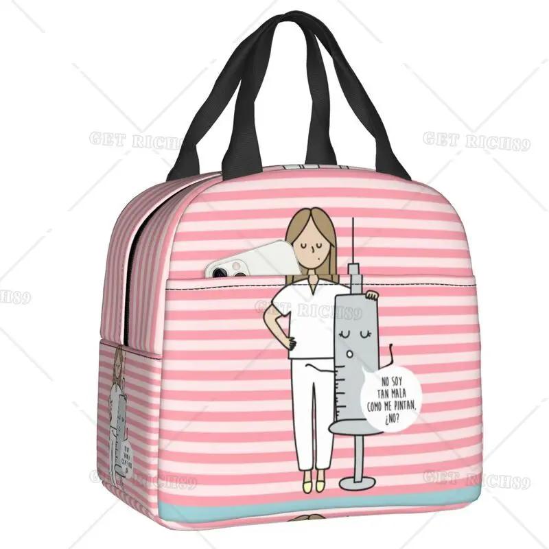 Cartoon Ladies Nurse Doctor Lunch Boxes Cute Lunch Bag High Quality Insulated Food Container for Nurse Adults Outdoor Activities
