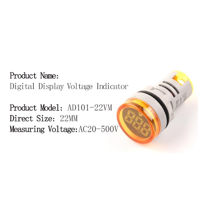 

Round Square 22mm AC 20-500V Digital Voltmeter Volt Voltage Tester Meter Monitor Power LED Indicator Pilot Lamp Light
