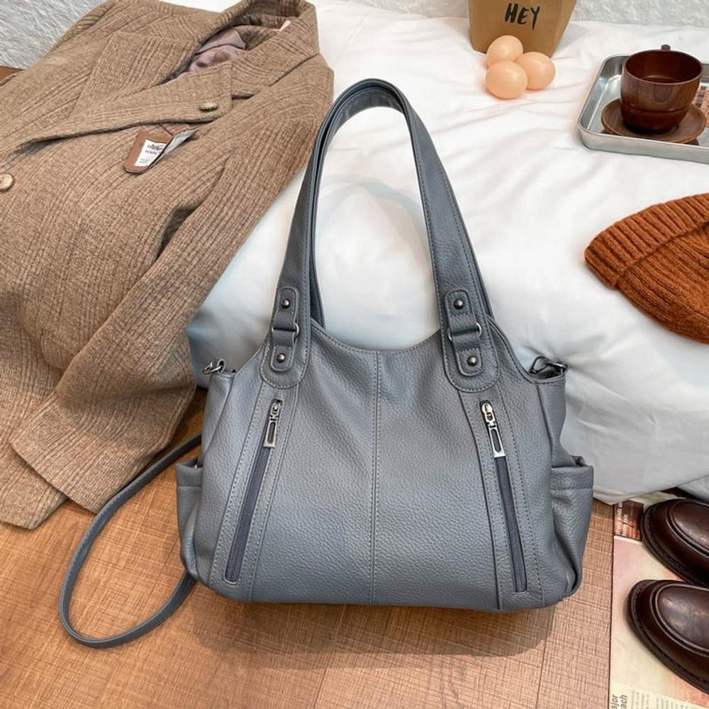 Women's PU Leather Shoulder Tote Bag Fashion Commuter Handbag