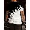Men Casual Graphic T-Shirt - Black & White Abstract Design, Short Sleeve, Round Neck  Stretchy Summer, Streetwear Style, Everyday Comfort Tee