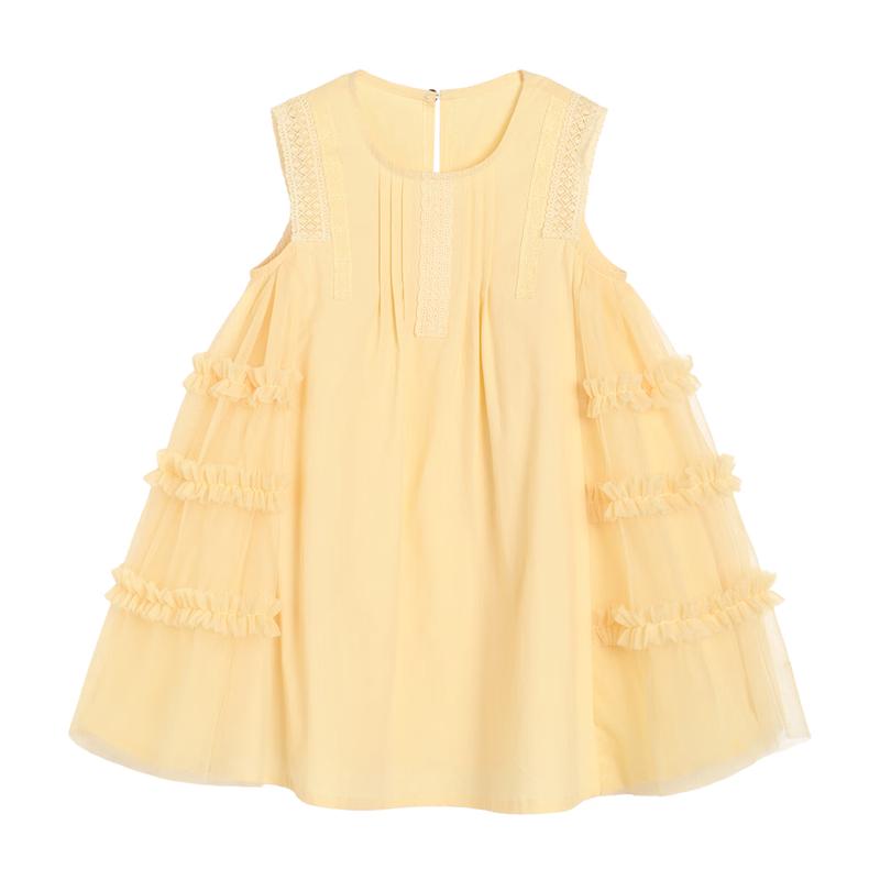 LUSON Xiao O Bao Girls' Summer Daisy Embroidered Princess Dress