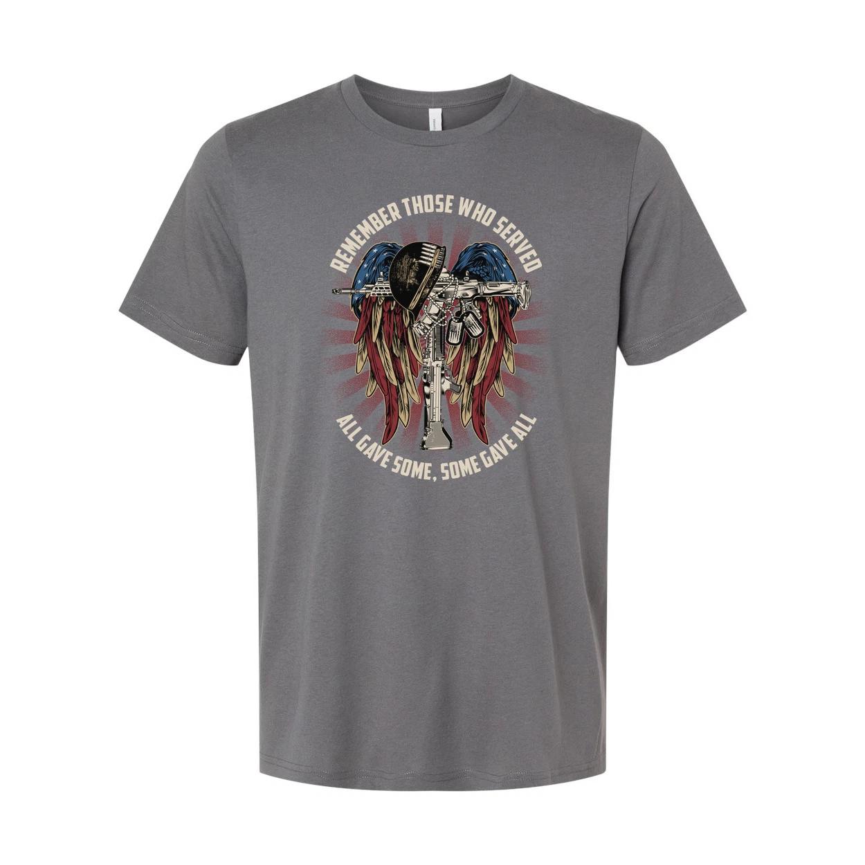 Unisex Veteran Tribute Graphic Tee Remember Those Who Served Wings And Rifle Des S