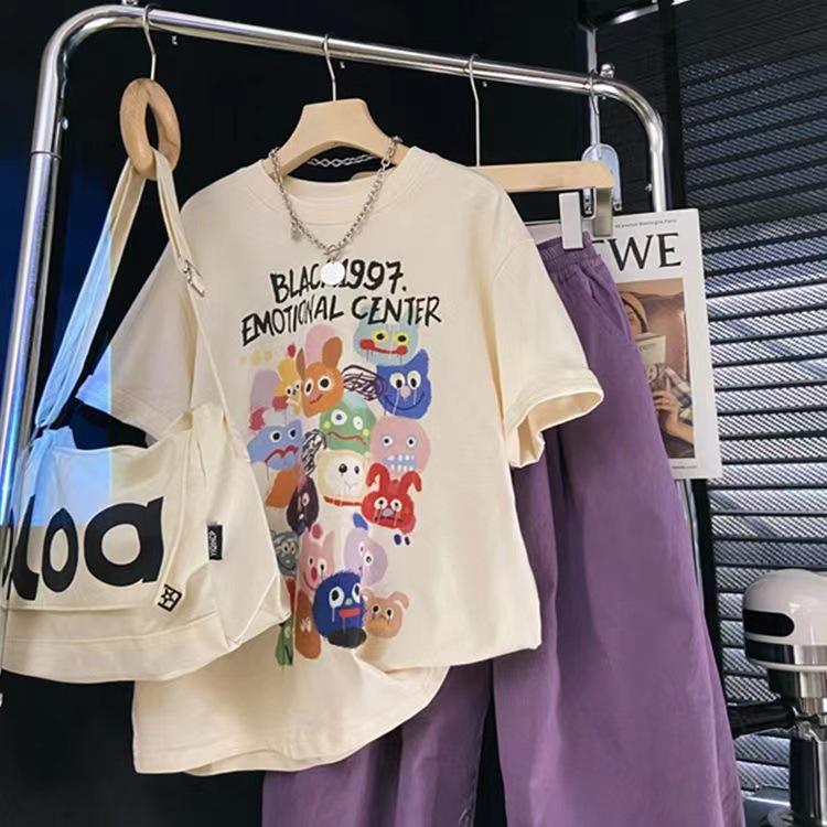 Boys' Cartoon Short-Sleeve Cotton T-Shirt – Korean Style, Loose and Trendy for Kids