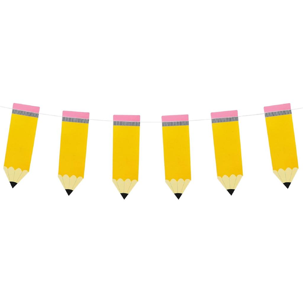 Partyprops Pencil Banner | Pencil Garland | Kindergarten Banner | Classroom Decor | Pencil Party Decorations | Back to School Party Decorations |
