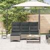 VidaXL Canapé de jardin inclinable coussins forme de L gris polyrotin, canapé d'extérieur, canapé de jardin inclinable, 4108240