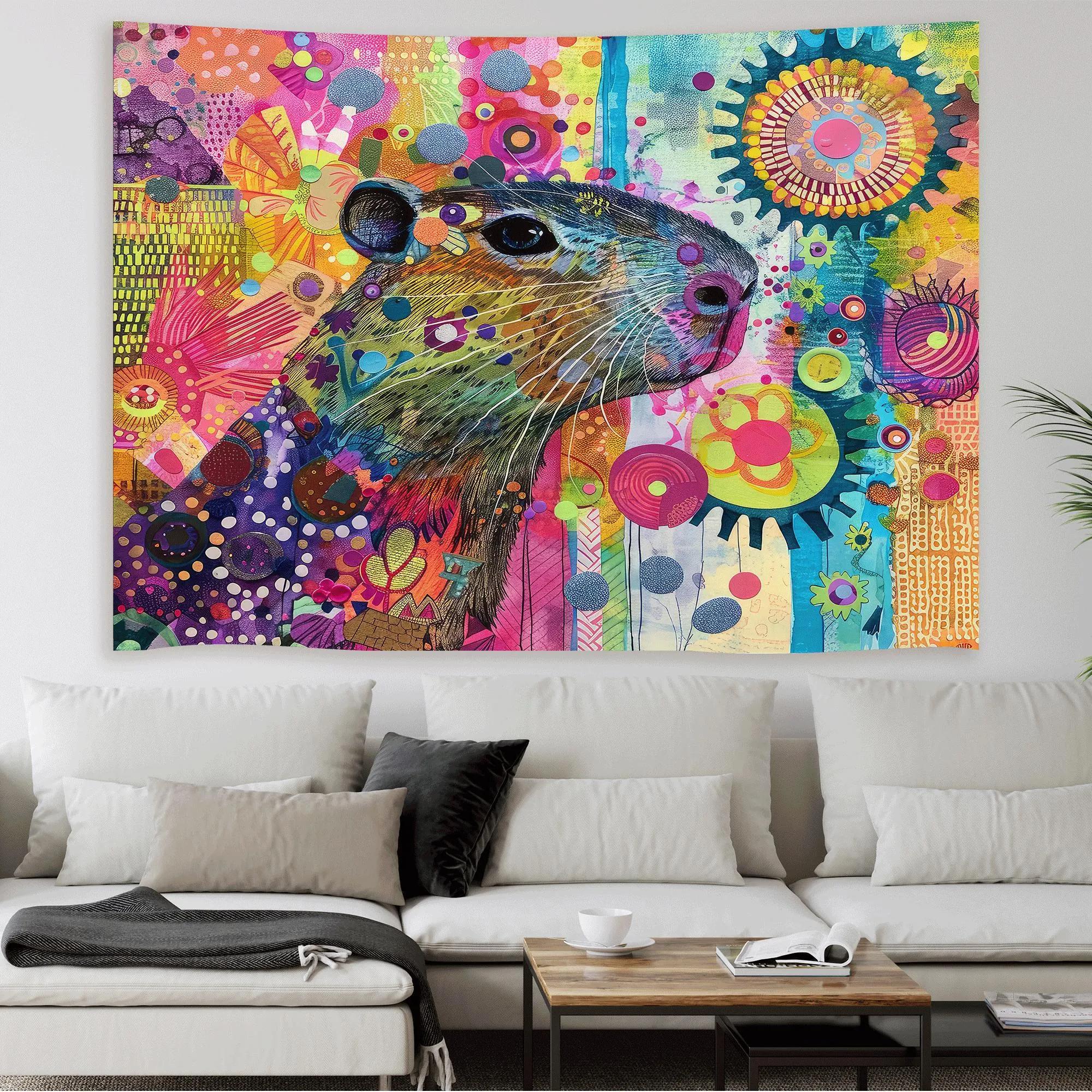 

Psychedelic Rainbow Cute Capybara Tapestry Wall Art Decor Funny Tapestry Wall Hanging Tapestry Home Decor for Bedroom LivingRoom 74x94cm(29x37in)