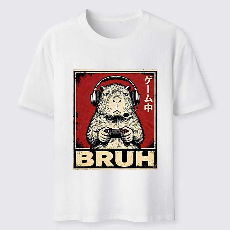 

Men s Funny Capybara Playing Games Classic T-Shirt Holiday Short Sleeve Round Neck Tees Overszied Pure Cotton Tops S