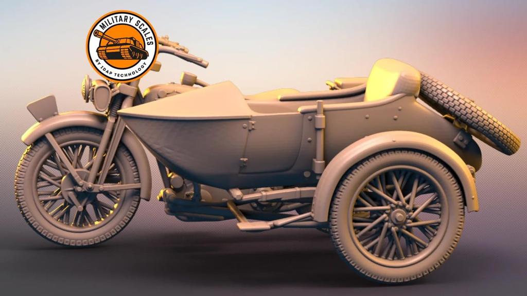 IDAP Technology Japanese Rikuo Type 97 Military Motorcycle with Sidecar 3D Printer Kit PD48212 1/48