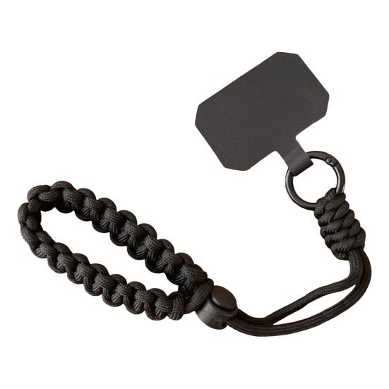 

Ремешок для телефона, плетеный вручную, регулируемый, подвесной ремешок на запястье, универсальный чехол для улицы, шнурок через плечо, цепочка с защитой от потери, подвеска на запястье чёрный