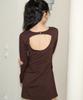 Salon De Yon Back Point Belted Mini Dress_ Brown