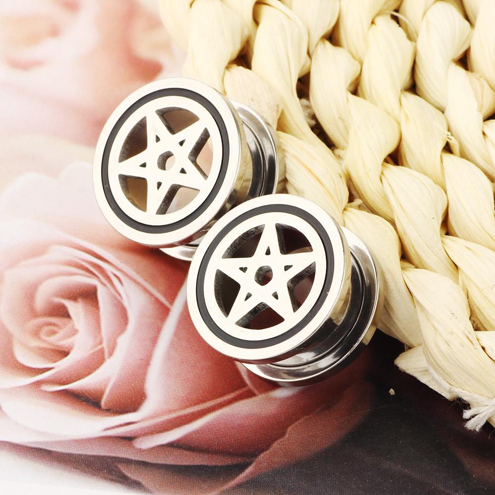 Stainless Steel Five-Pointed Star Ear Expander Earrings