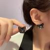 New Jewelry Fashion Black Bowknot Cube Crystal Earring Square Bow Earrings For Women Pretty Gift