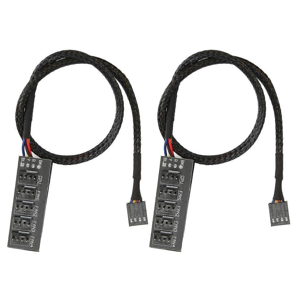 2Pcs PWM Fan Hub 5 Way 4Pin 13.8in Cable Length Widely Compatible PC Fan Adapter Cable