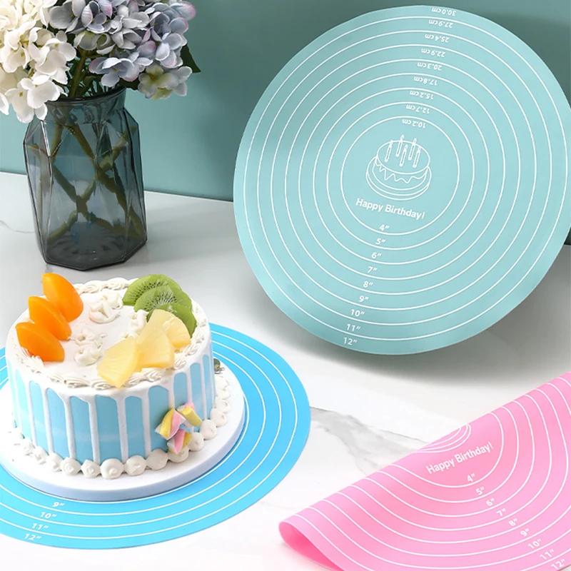 Round Silicone Baking Mat For 12-Inch Diameter Cake Turntable Pad Non-Slip Pad Cake Stand Food Grade Kitchen Baking Tool