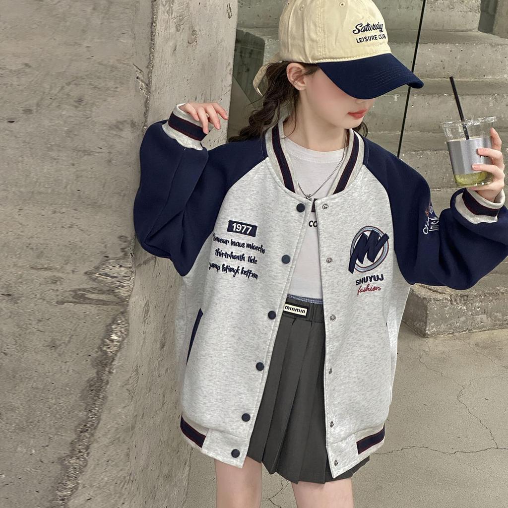 Girls' Stylish Baseball Jacket - Spring/Autumn 2025 Fashion for Big Kids