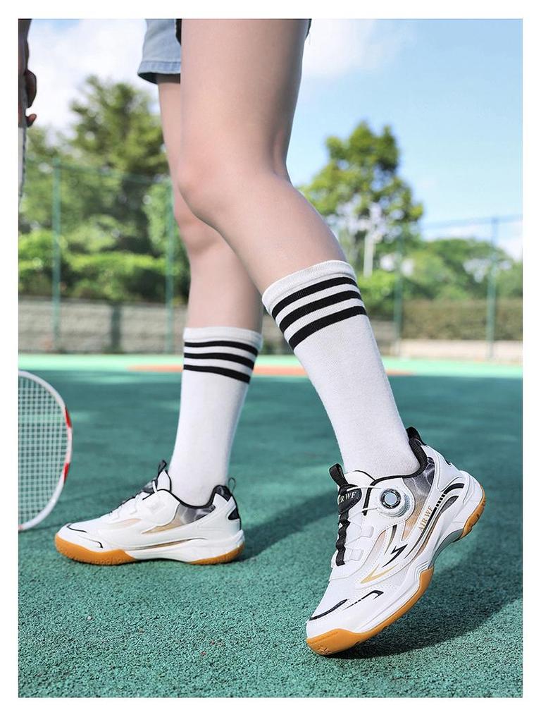 Kids' Autumn Badminton Shoes with Side Rotary Button – Non-Slip, Wear-Resistant, Lightweight Sports Shoes for Boys and Girls