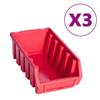 Kit de bacs de stockage et panneaux muraux - vidaXL - 34 pcs - Rouge et Noir - 9 Compartiments - Plastique