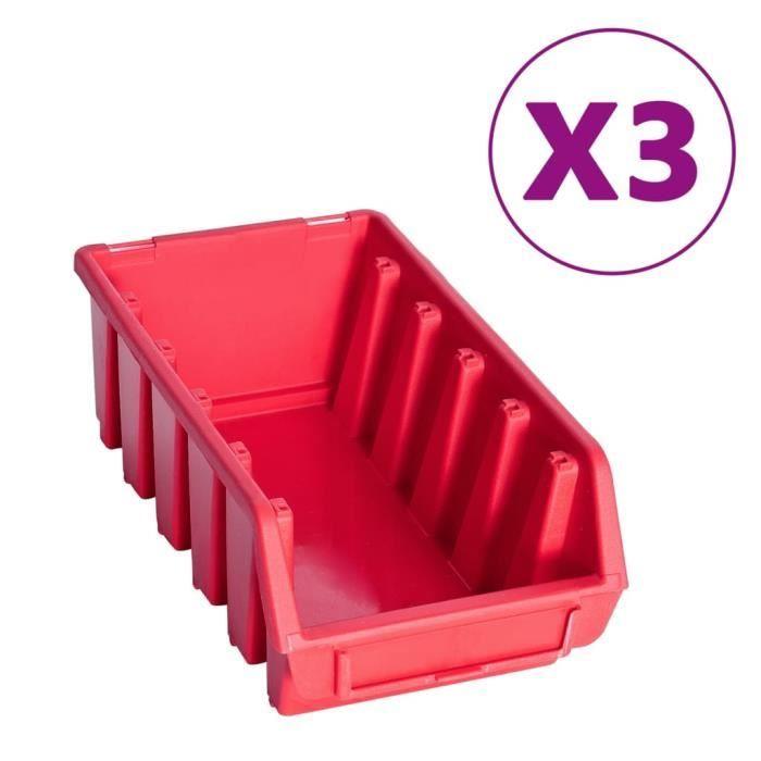Kit de bacs de stockage et panneaux muraux - vidaXL - 34 pcs - Rouge et Noir - 9 Compartiments - Plastique