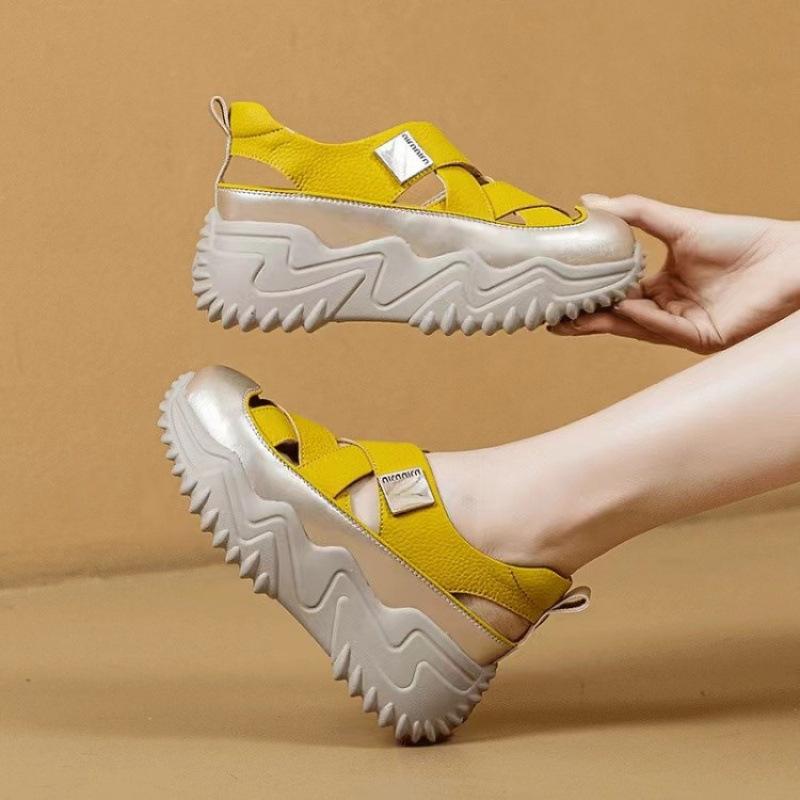 Spring and summer new women's shoes heightened thick-soled hollow broadband student Korean version fashionable breathable muffin bottom sports single