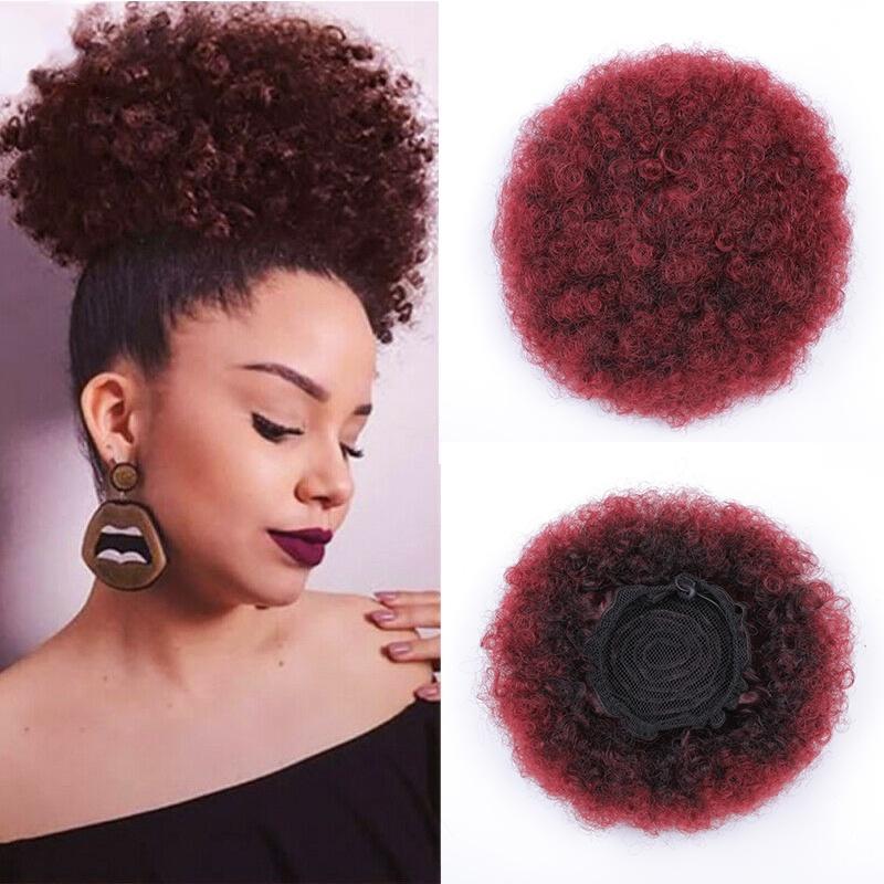 MISSQUEEN Accessorio sintetico per capelli chignon ricci afro soffio con clip per estensione dei capelli elastici per capelli afro per ragazza e donna