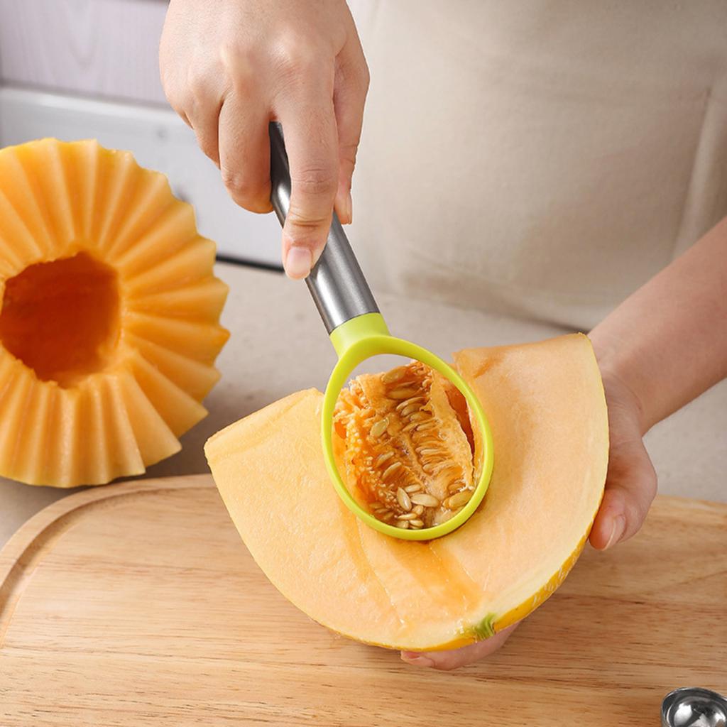 Stainless Steel Fruit Scoop Set 3 Pieces Multi Functional Melon Baller Ice Cream Scoop Kitchen Tool Durable Fruit Ball Scooper
