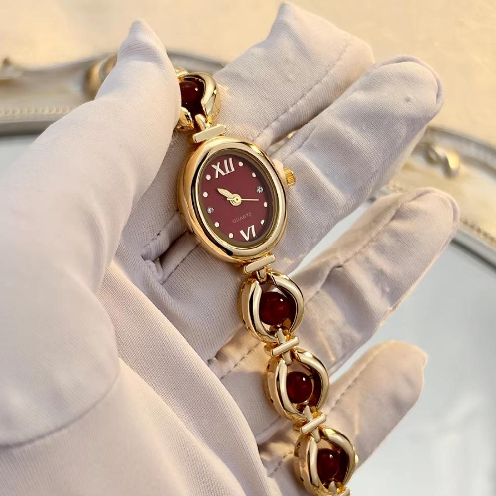 Oval Shape Oval Wrist Watch Mother of Pearl Women Watch Wrist Watch for Women  For Women Red