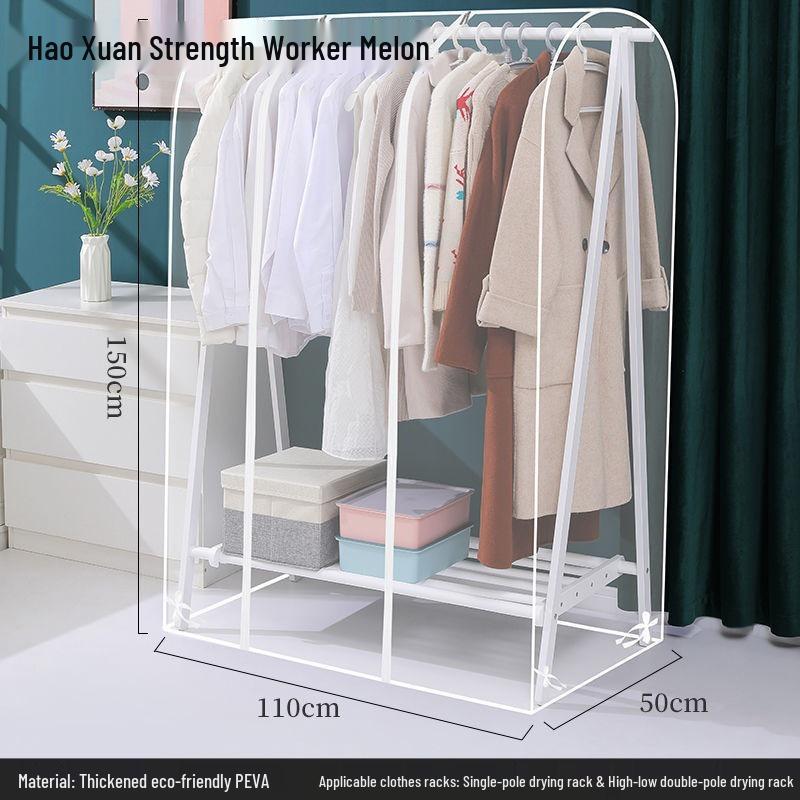 Porte-vêtements sur pied étanche à la poussière avec housse transparente et sac à vêtements