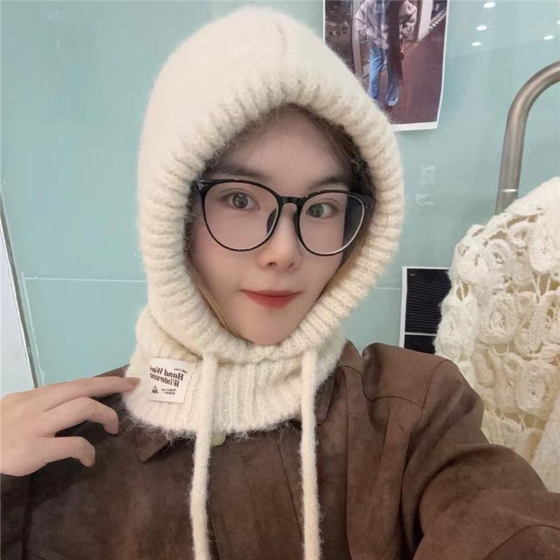 New Wool Blended Scarf Hat for Women October Siege All In One Winter Versatile Wool Knitted Student Scarf for Men