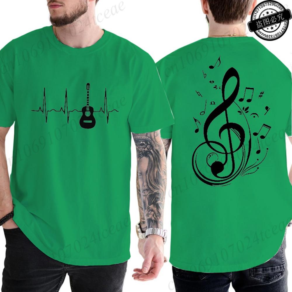Men Women Music Notes Print T-Shirt Summer Casual Streetwear Round Neck Short Sleeve Tee