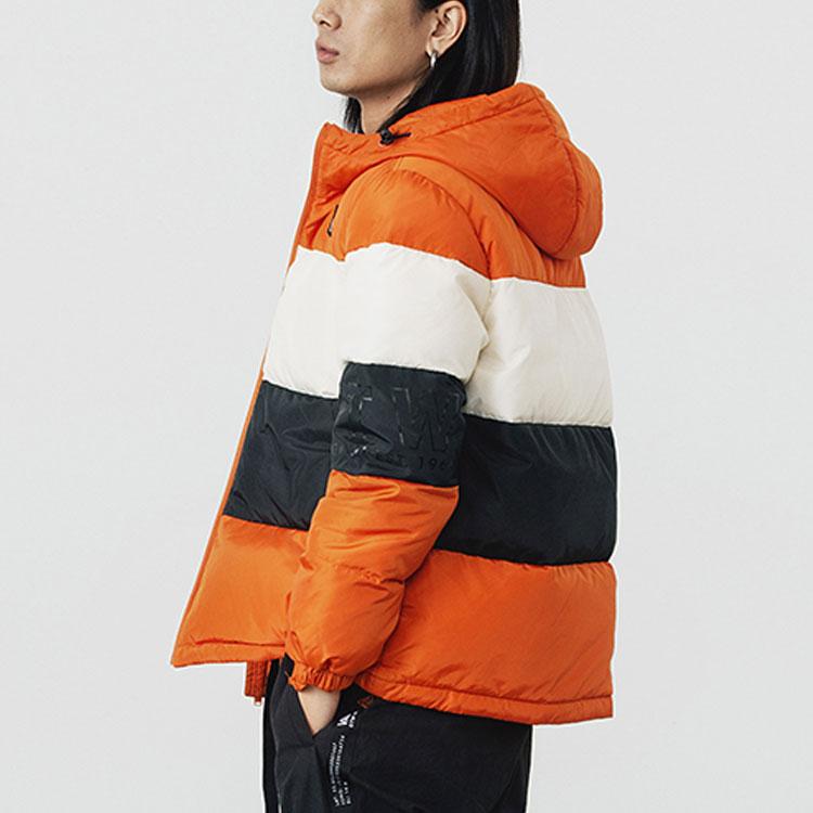 Vans Color Block Warm Hooded Down Jacket With Letters Unisex Outerwear Orange VN0A54HONC8