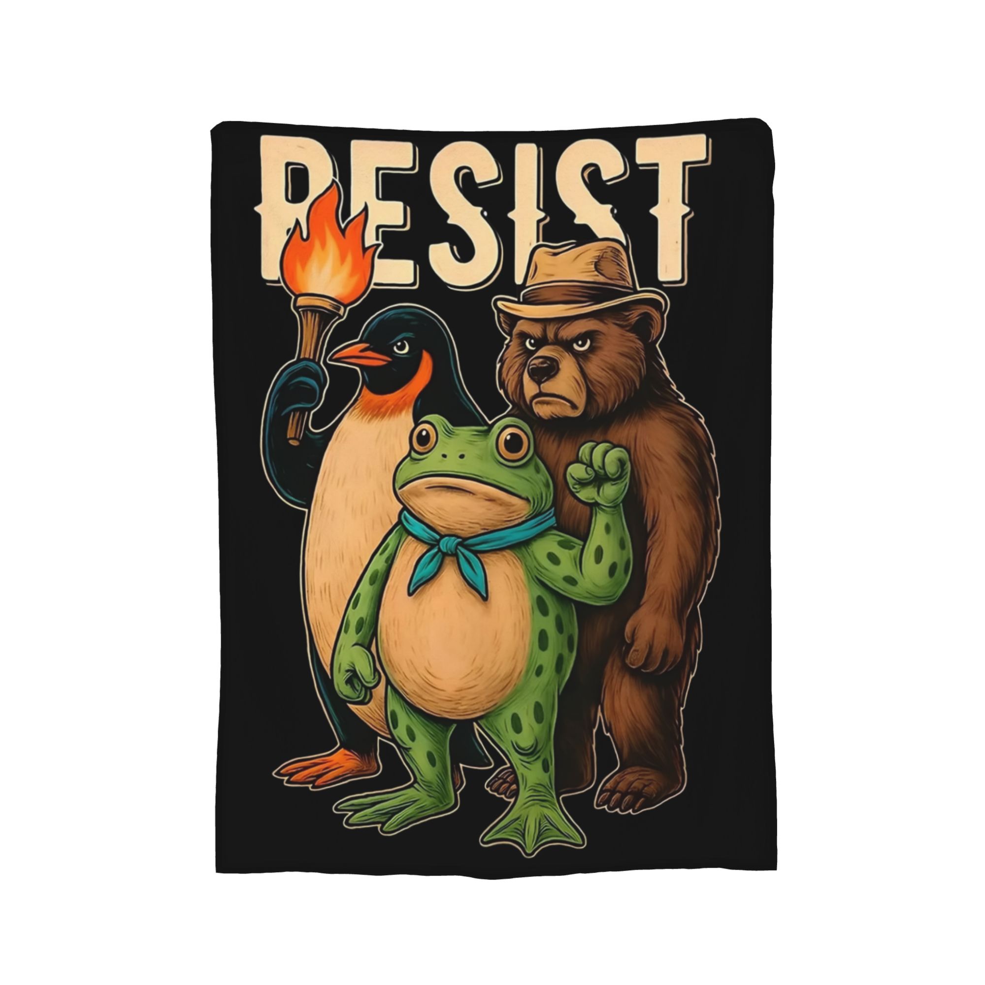 Portland Resist Frog Protest No Kings Blankets Velvet Decoration  Breathable Warm Throw Blankets for Home Couch Rug Piece 30x40in
