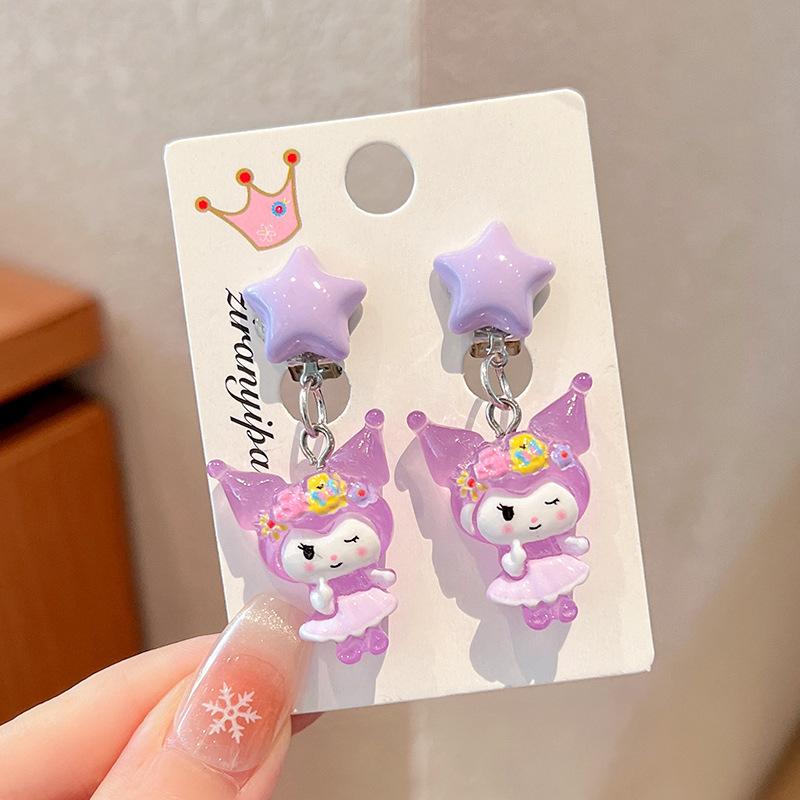 Children'S Ear-Free Ear Clips, Cute Girls' Pain-Free Earrings, Earrings, Cartoon Cartoon Girl Earrings, Jewelry.