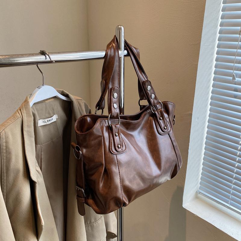 Vintage Damen PU Handtasche, Einfache Tragetasche, Messenger Bag mit großem Fassungsvermögen, Modische Alltags-Handtasche mit großem Fassungsvermögen, Vintage-Stil