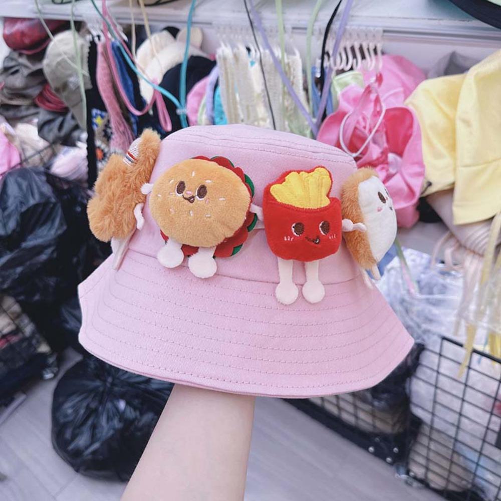 Breathable Hamburger Fisherman Hat Wide-Brimmed Cartoon Sunshade Hat Cute Sunscreen Basin Cap Kids