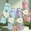 1PC Single White Peony Bloom 750ml Color Plastic Sports Water Bottle Leakproof Flip Straw Lid For Sports Office Home Use